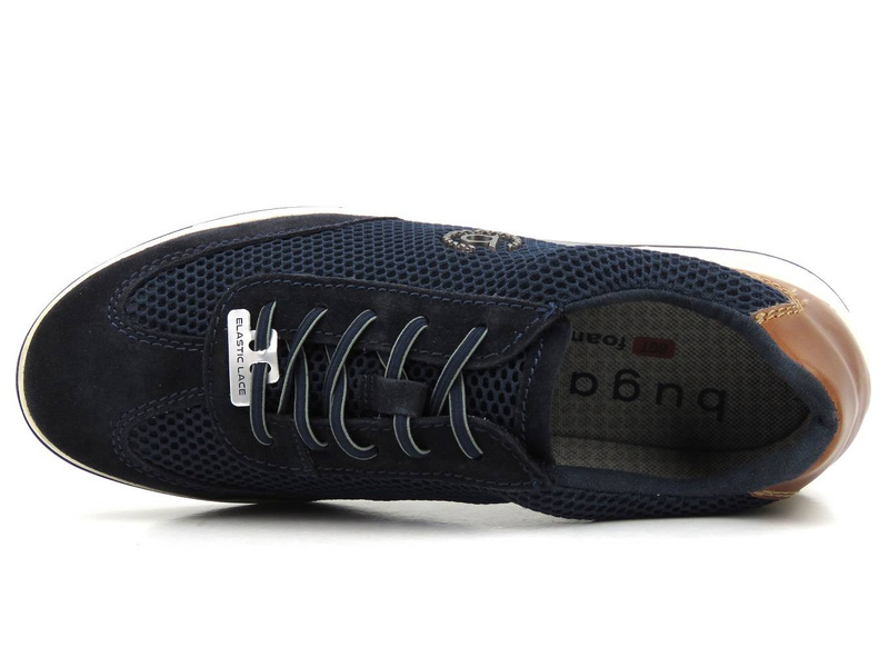 Sneakersy męskie z siateczkową cholewką - BUGATTI 331-A7M02-1469, granatowe