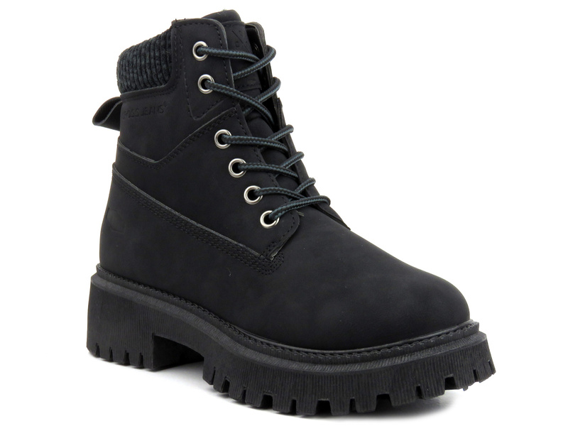 Trapery, ciepłe buty damskie zimowe - Cross Jeans MM2R4012, czarne