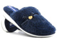 Futerkowe, miękkie kapcie damskie z kokardką - INBLU LB-91, granatowe
