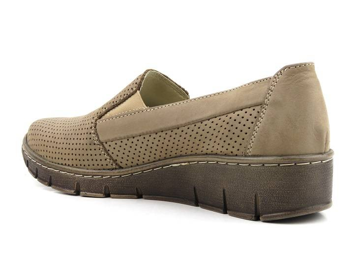 Skórzane półbuty damskie wsuwane - Helios Komfort 350, beżowe