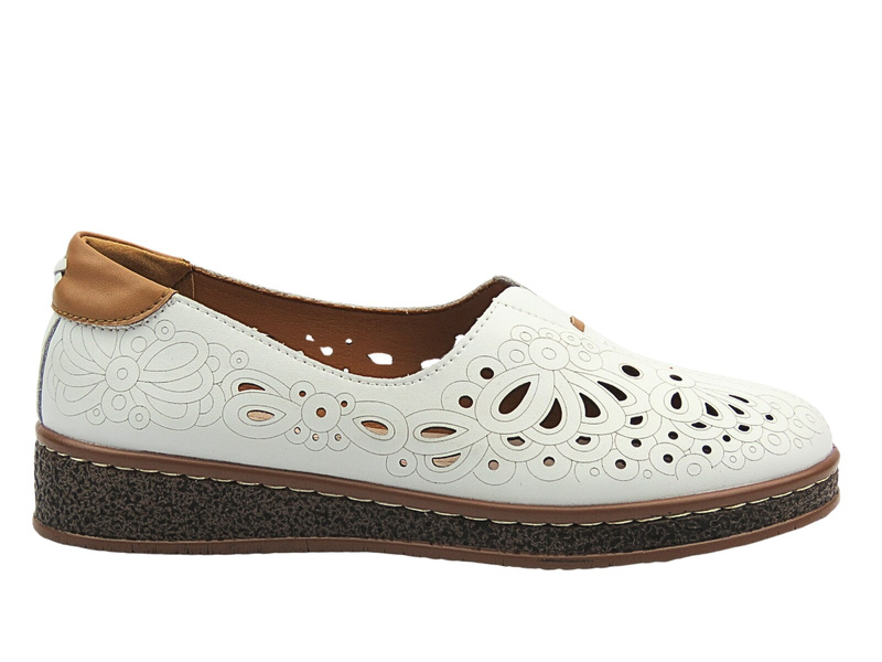 Skórzane Półbuty damskie białe Nika Komfort 24PB32-7007