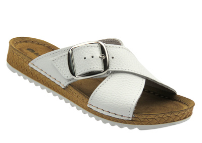 Klapki damskie z klamrą białe INBLU VO-4GU, białe