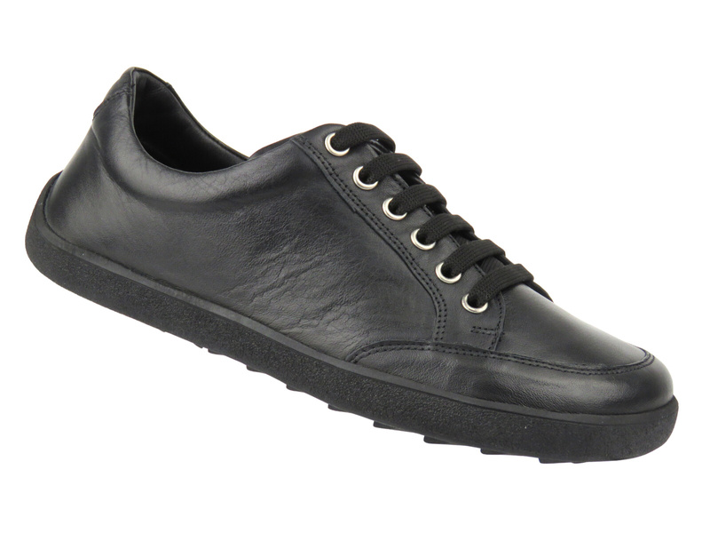 Barefoot skórzane minimalistyczne półbuty damskie Nika Komfort 26014, czarne