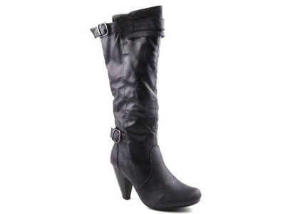 Kozaki damskie na słupku - FANCO LM1019-7, ciemny fiolet