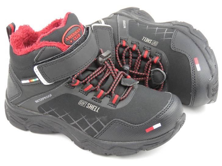 Śniegowce, trapery dziecięce - AMERICAN CLUB HL 28/22, czarne z czerwienią