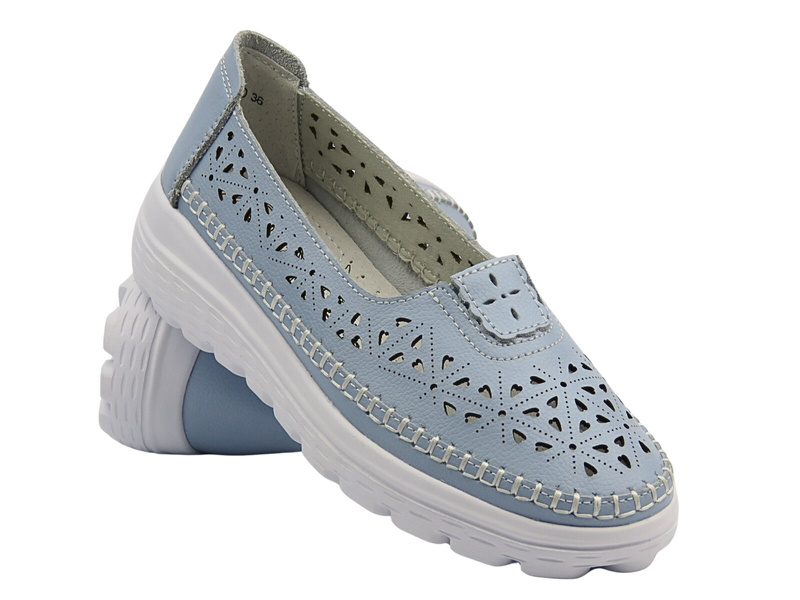 Ażurowe półbuty damskie niebieskie Evento 25PB17-8360