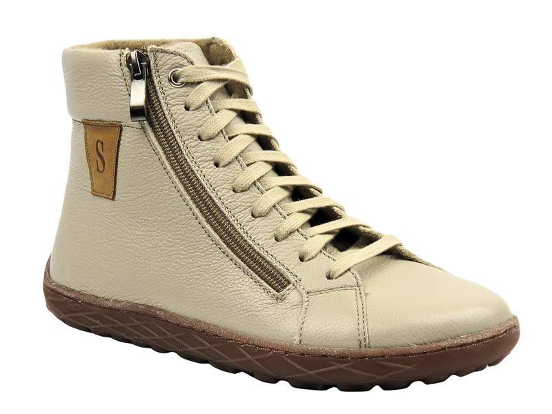 Barefoot skórzane minimalistyczne botki damskie beżowe Nika Komfort 1443