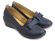Czółenka, półbuty damskie na koturnie - MANITU 840029-05, granatowe