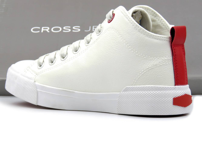 Trampki damskie za kostkę - CROSS JEANS II2R4033C, białe