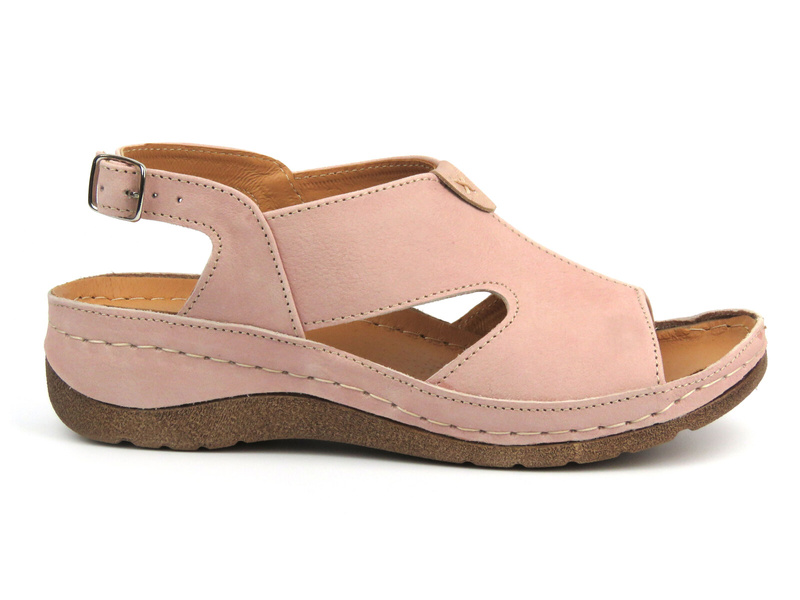 Skórzane sandały damskie - Kampa K94S2, łososiowe