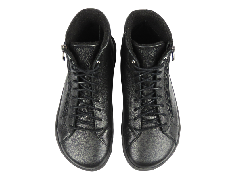 Barefoot skórzane minimalistyczne botki damskie czarne lico Nika Komfort 1443