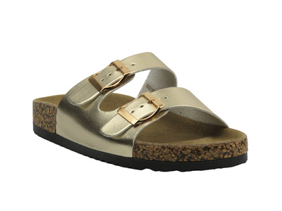 Klapki damskie zapinane na klamry - Evento 25SD21-8323, złote