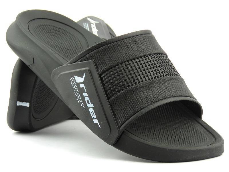 Sportowe klapki męskie z gumy - RIDER 11745, czarne