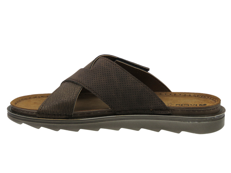 Wygodne klapki męskie na rzep ciemnobrązowe INBLU BU-17