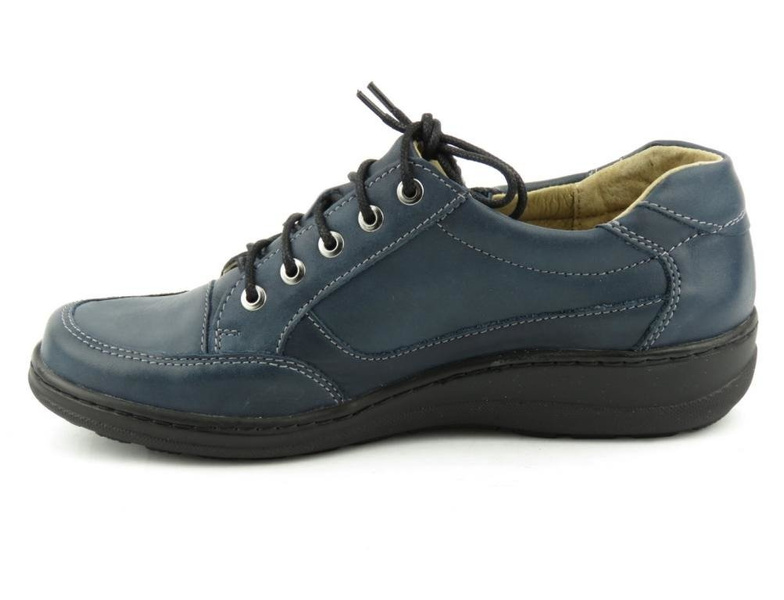 Sportowe, skórzane buty damskie - Helios Komfort 357, granatowe