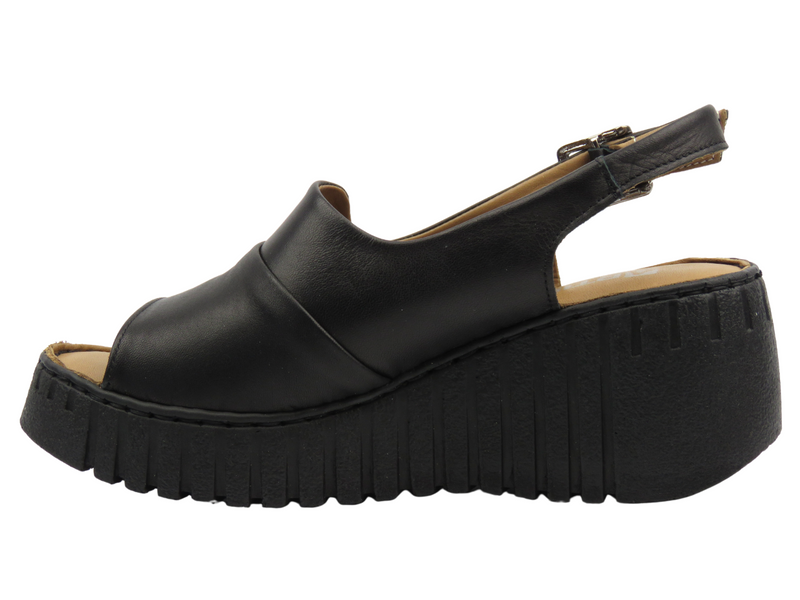 Sandały damskie na platformie z koturnem czarne Artiker 54C0791