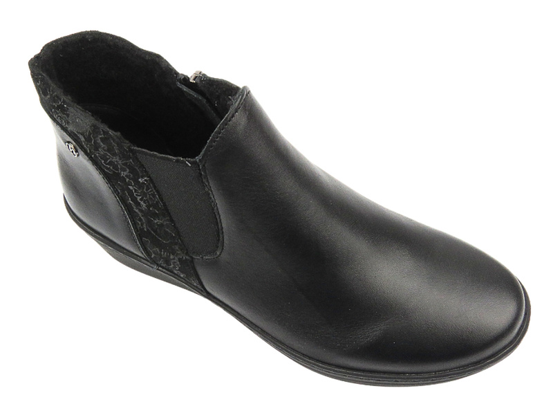 Eleganckie botki damskie na koturnie - HELIOS Komfort 596, czarne 2/3