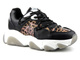 Sneakersy, buty sportowe damskie z panterką - GOE J-298, czarne