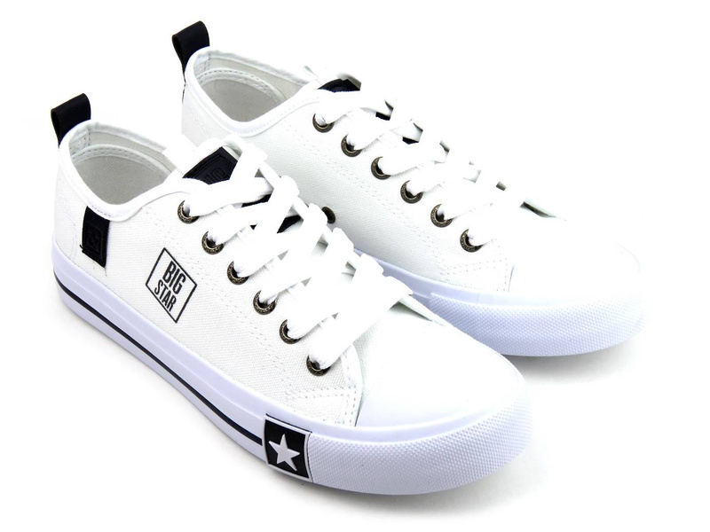 Trampki damskie przed kostkę - BIG STAR JJ274255, białe