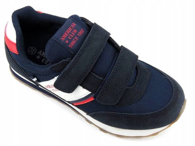 Buty dziecięce sportowe na rzepy - American Club ES 90/22, granatowe
