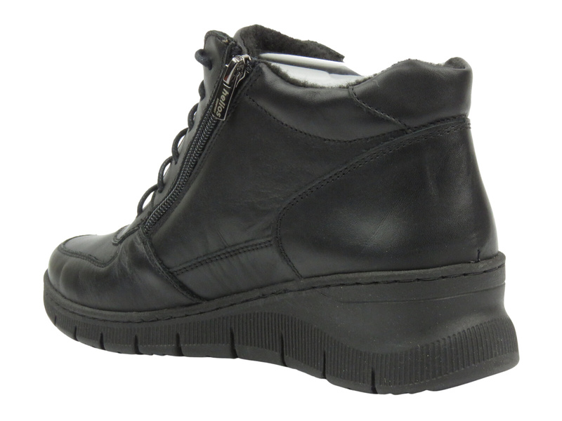 Skórzane botki damskie polskiego producenta - HELIOS Komfort 543S, czarne 2