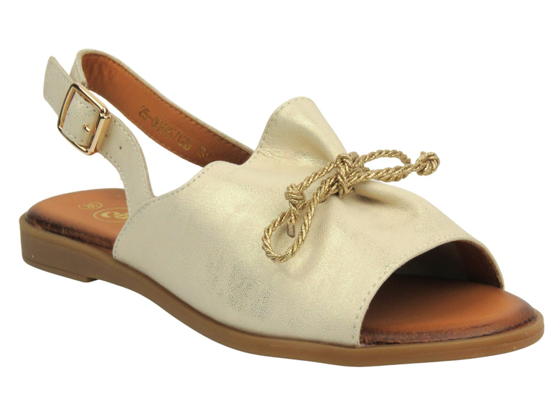Skórzane sandały damskie - Cambell 25-00657, złote