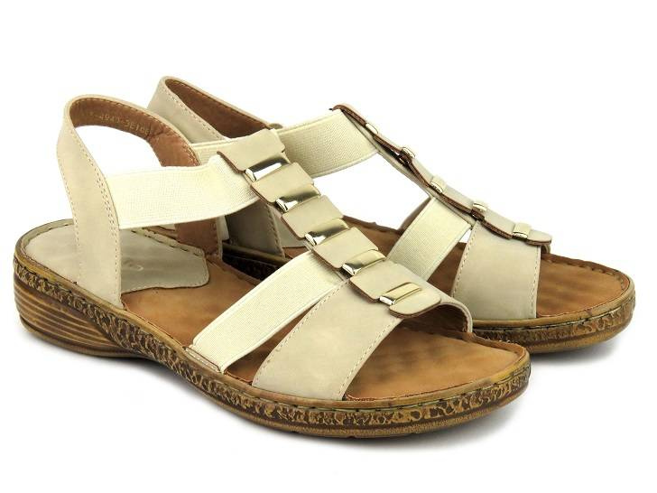 Sandałki damskie z gumkami - Evento 22SD35-4940, beżowe