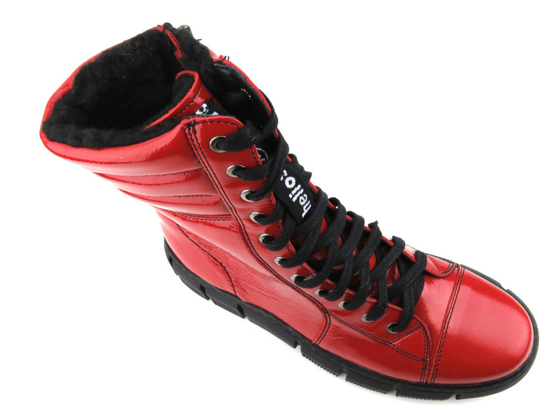 Wysokie botki, workery damskie z wełną - HELIOS Komfort 611-2, czerwone