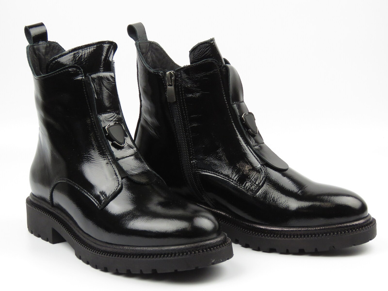 Botki damskie lakierowane czarne Nika Komfort 0791-3014