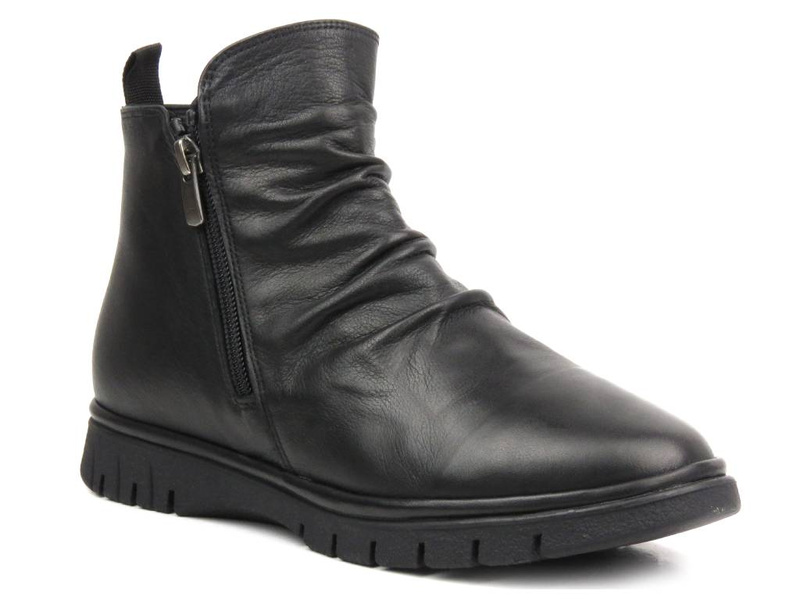 Botki damskie z dwoma suwakami - MANITU 990378-01, czarne