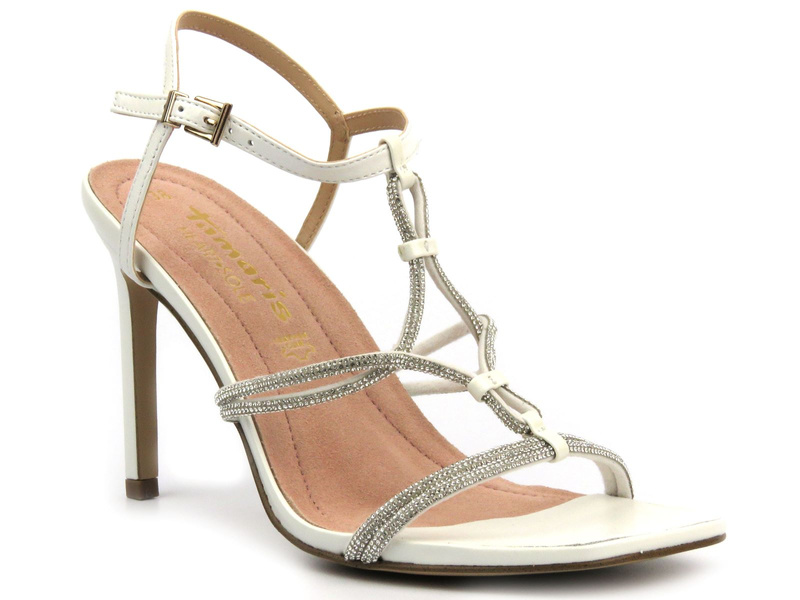 Sandały damskie na szpilce- TAMARIS 1-28308-42, białe