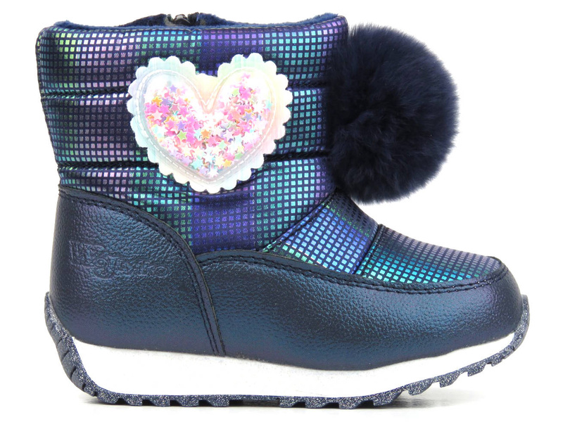 Śniegowce dziecięce z pomponem - WOJTYŁKO 23032, granatowe