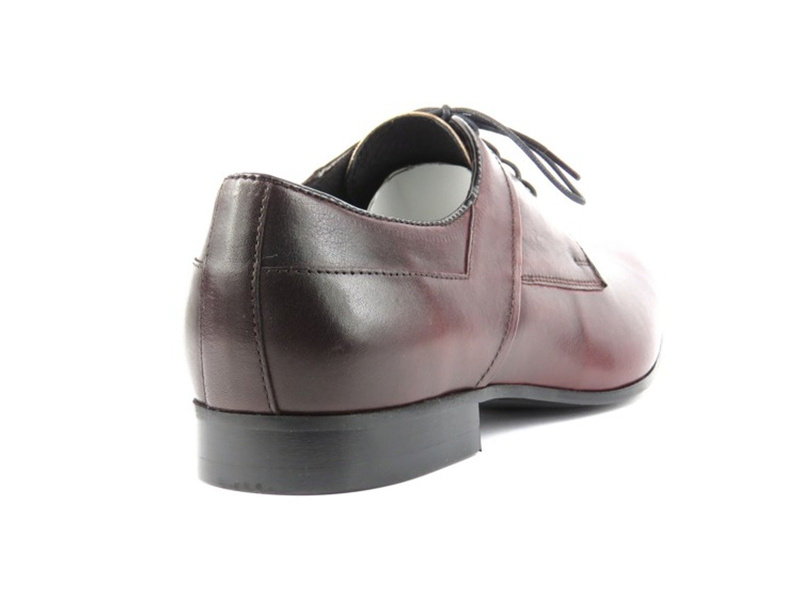 Skórzane półbuty męskie wizytowe w kolorze wiśni - Conhpol 6714