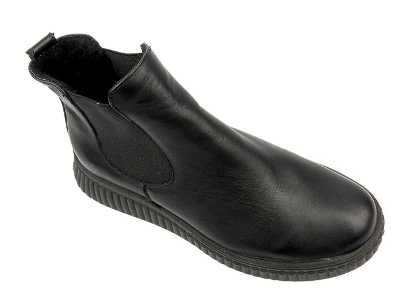 Wygodne sztyblety damskie z miękkiej skóry HELIOS Komfort 510P, czarne