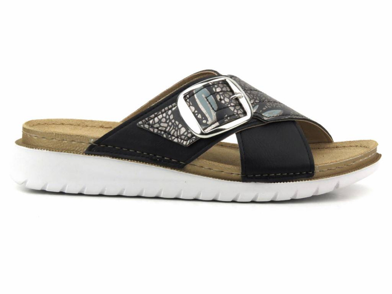 Klapki damskie z klamrą - INBLU CN-32, czarne