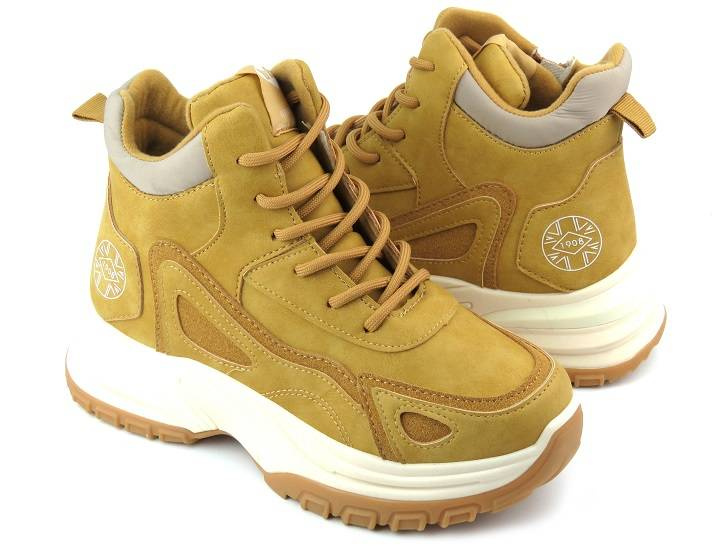 Trapery, śniegowce damskie na platformie - LEE COOPER LCJ-22-44-1354L, jasnobrązowe