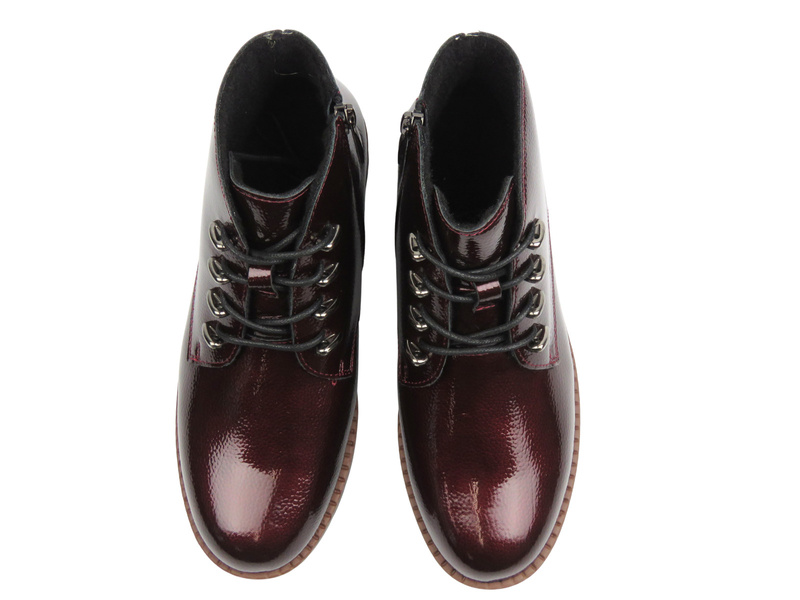 Ocieplane botki damskie - Potocki 25-19360, burgundowe