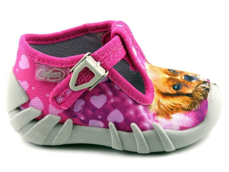 Kapcie dziecięce dziewczęce Befado 110P415, różowe z pieskami