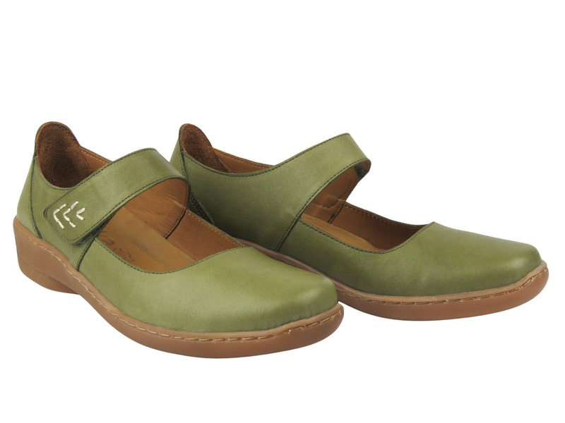 Wygodne półbuty damskie ze skóry Nika Komfort 0117-11804, khaki