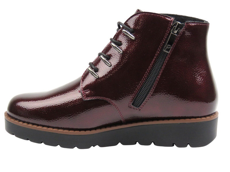 Ocieplane botki damskie - Potocki 25-19360, burgundowe