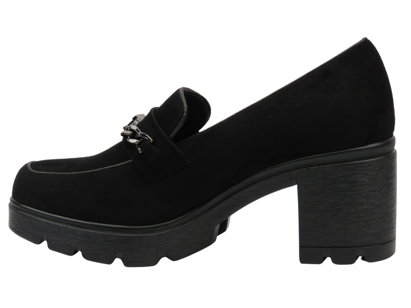 Eleganckie buty damskie na słupku - Potocki 25-12629, czarne