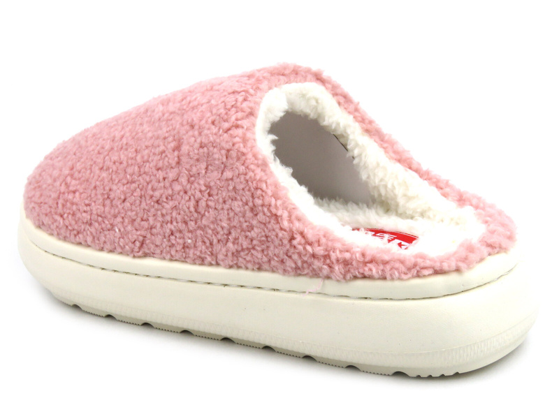 Futerkowe kapcie damskie na grubej podeszwie - Big Star MM274131, różowe