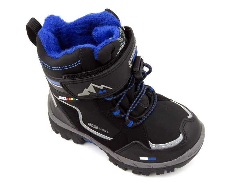 Ciepłe śniegowce dziecięce AMERICAN CLUB Soft Shell HL 31/21(22), czarne z niebieskim