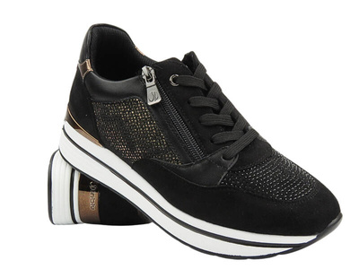 Sneakersy damskie z kryształkami czarne INBLU IN-388