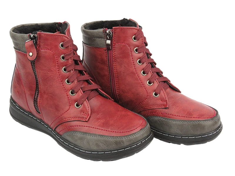 Ocieplane Trapery Damskie - Potocki 24-90307, Czerwone