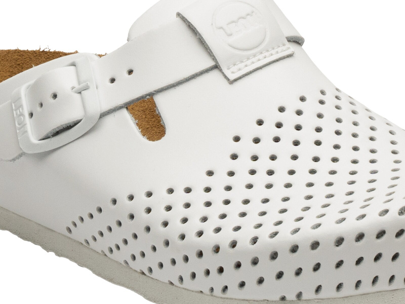 Skórzane Klapki Damskie Leon 4250 białe