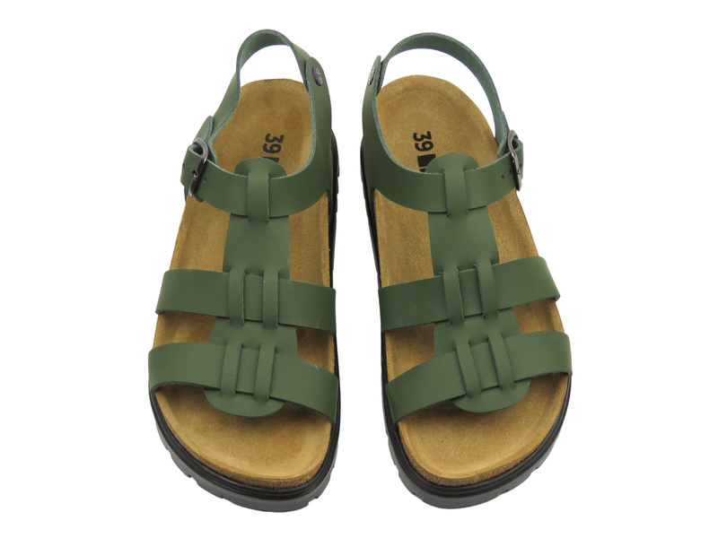 Skórzane sandały damskie zielone Leon 6300