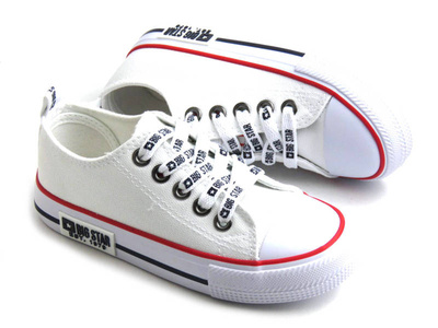 Trampki dziecięce z ozdobnymi sznurówkami - BIG STAR KK374068, białe