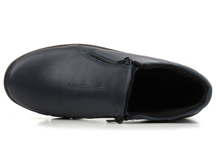 Skórzane botki damskie na suwak - HELIOS Komfort 545, granatowe