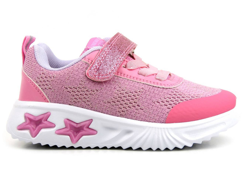 Sportowe buty dziecięce z gwiazdkami - AMERICAN CLUB ES69/22, różowe